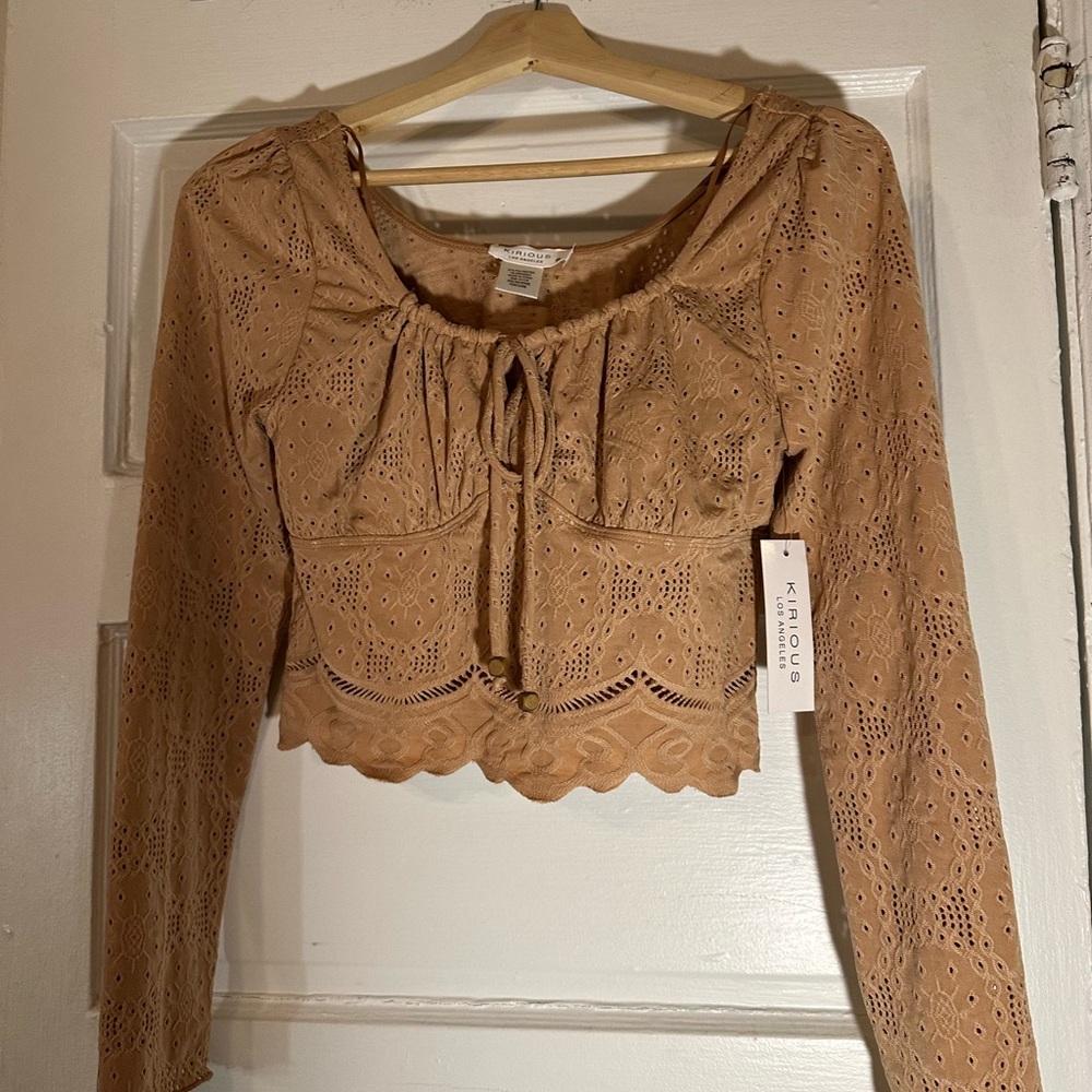 Women's Tan Lace Top